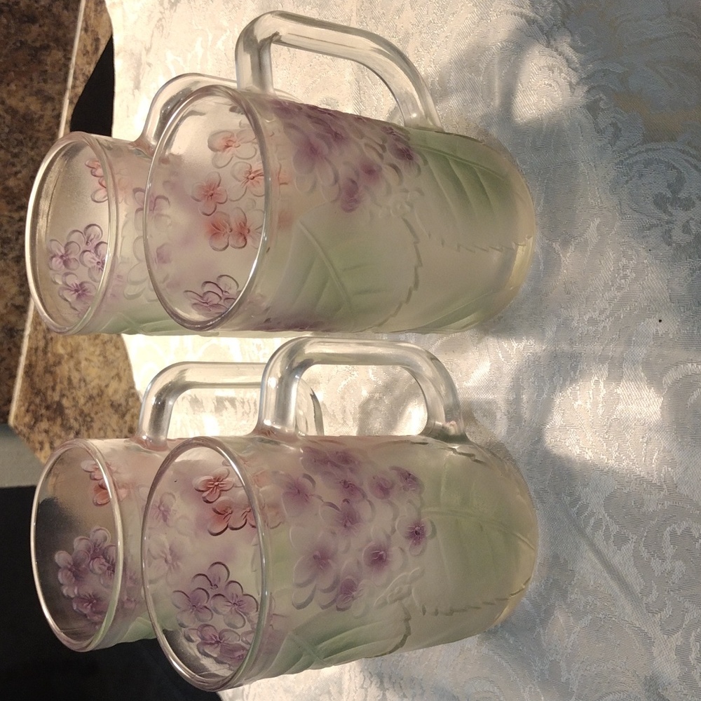 Glass Floral Cups